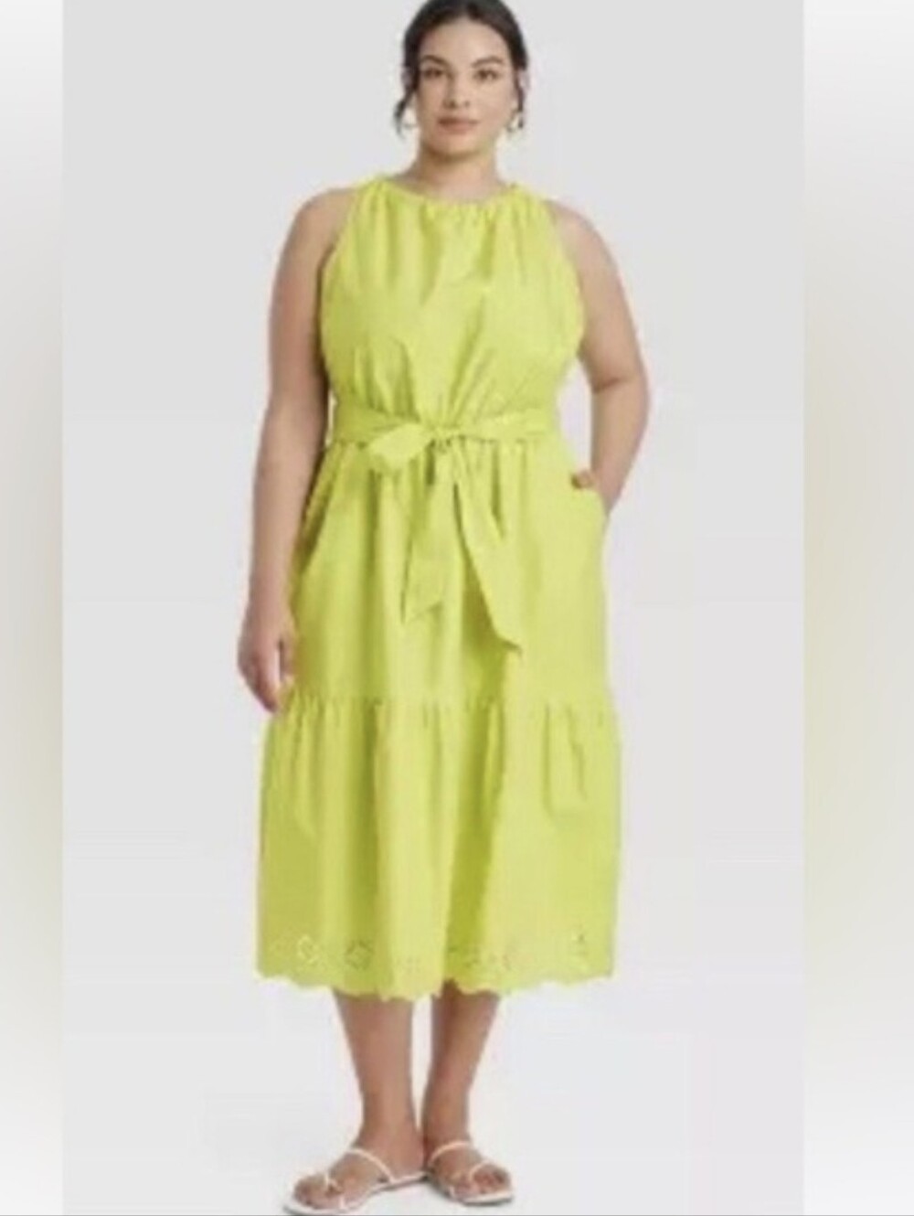 Plus Size Neon Yellow Sleeveless Dress